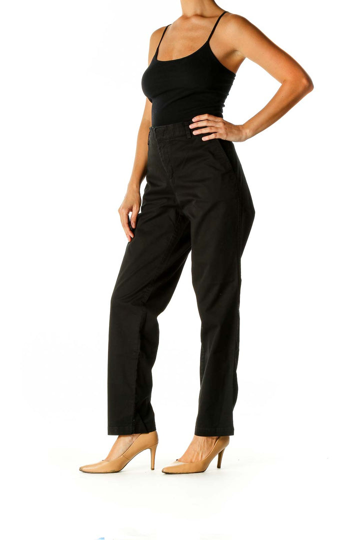 Black Solid Classic Trousers