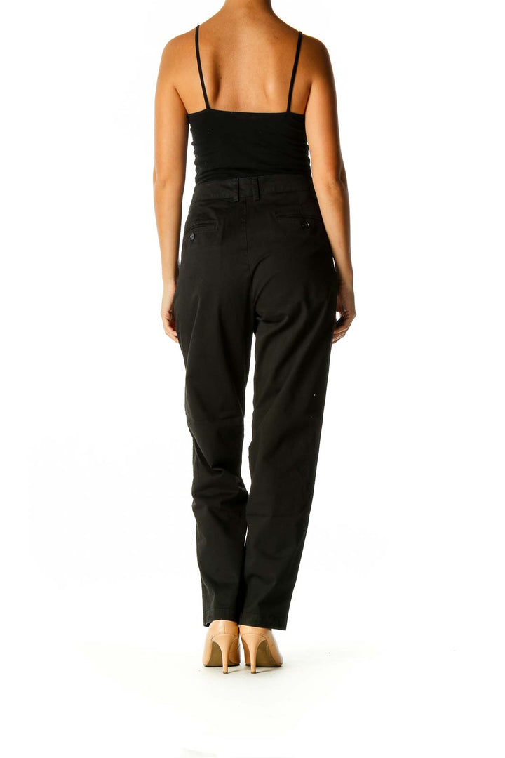 Black Solid Classic Trousers