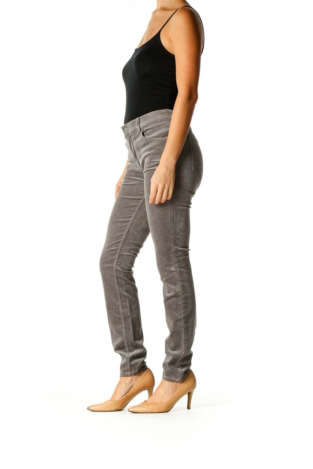 Gray Velour Skinny Jeans