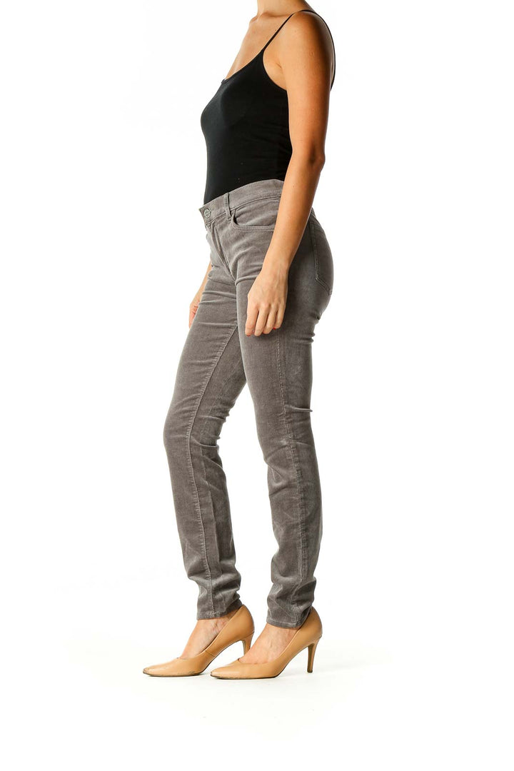 Gray Velour Skinny Jeans