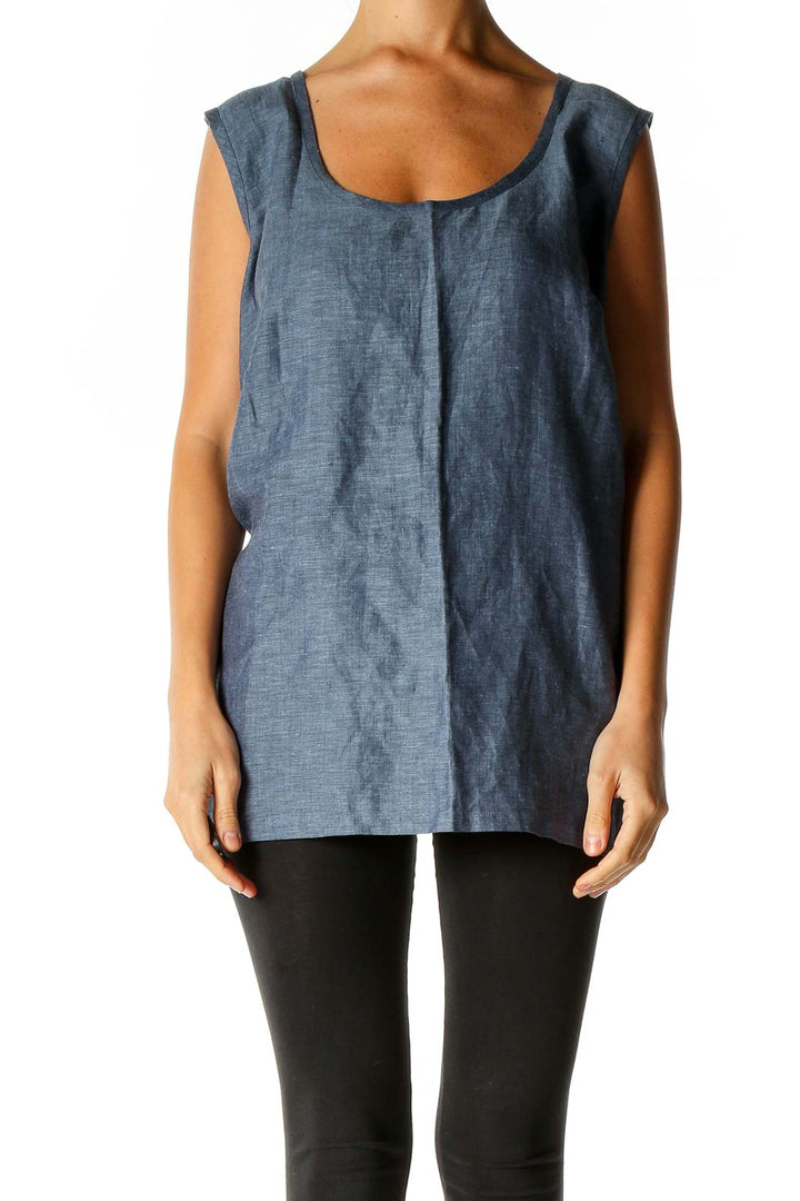 Gray Solid Casual Tank Top