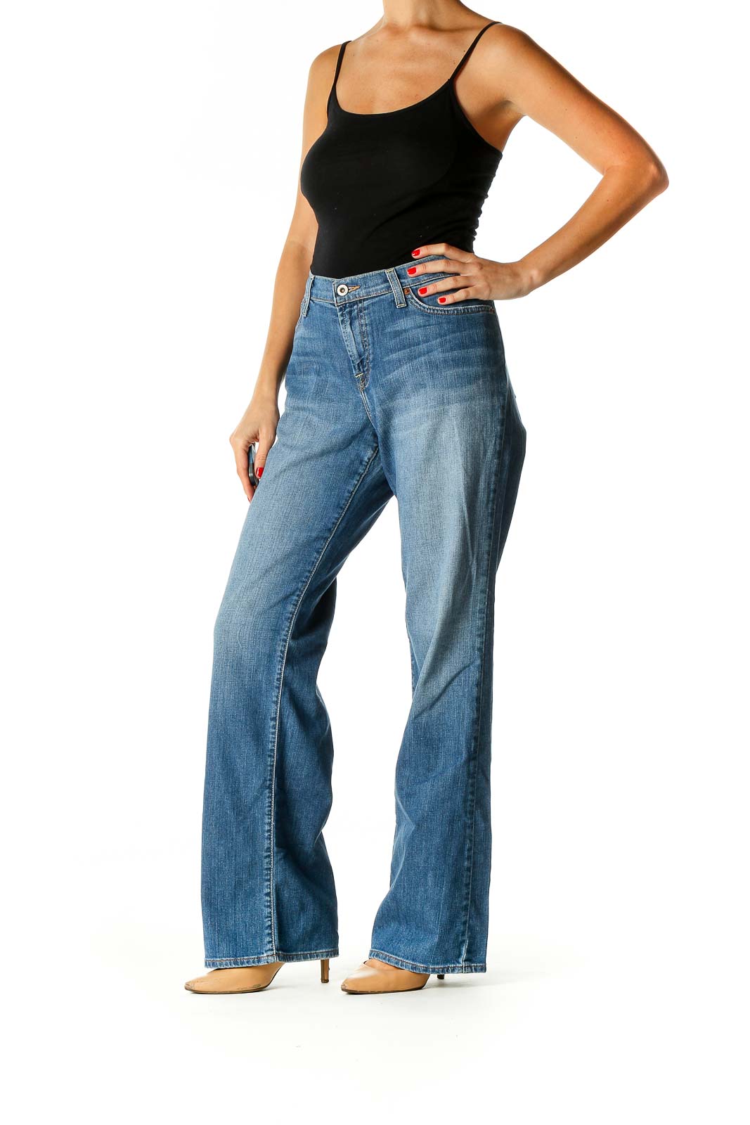 Blue Straight Leg Jeans