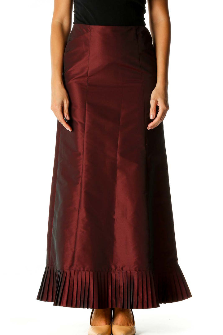 Red Textured Semiformal A-Line Skirt