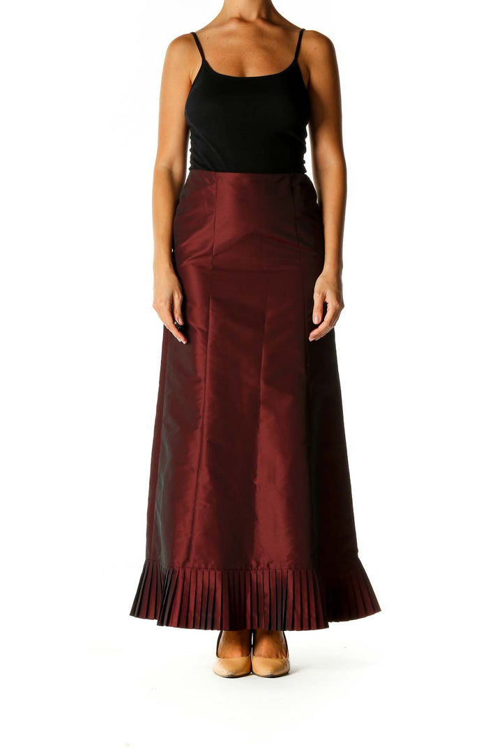 Red Textured Semiformal A-Line Skirt