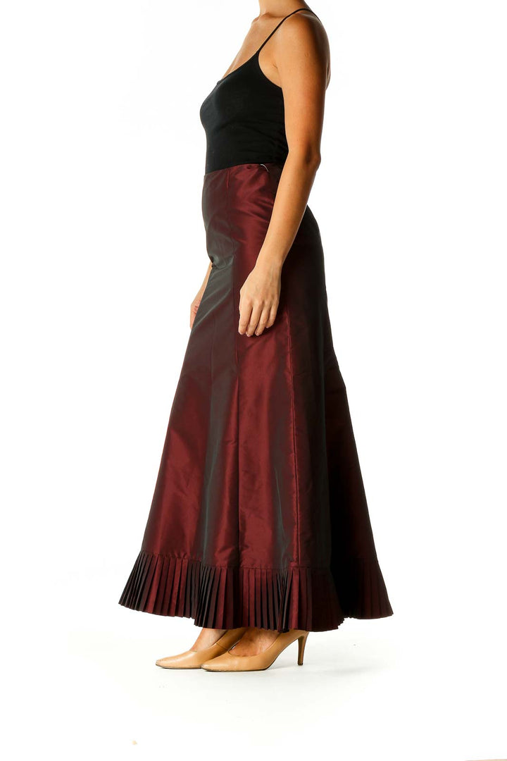 Red Textured Semiformal A-Line Skirt