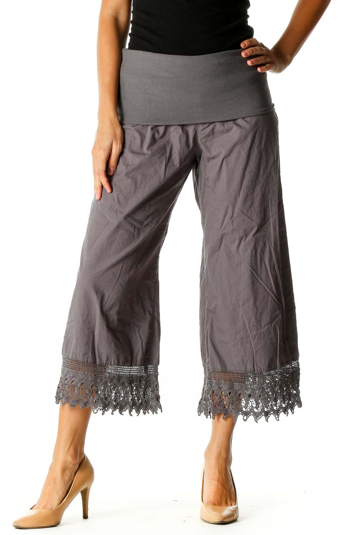 Gray Solid Bohemian Pants