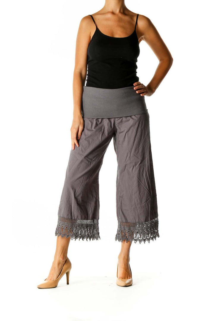 Gray Solid Bohemian Pants