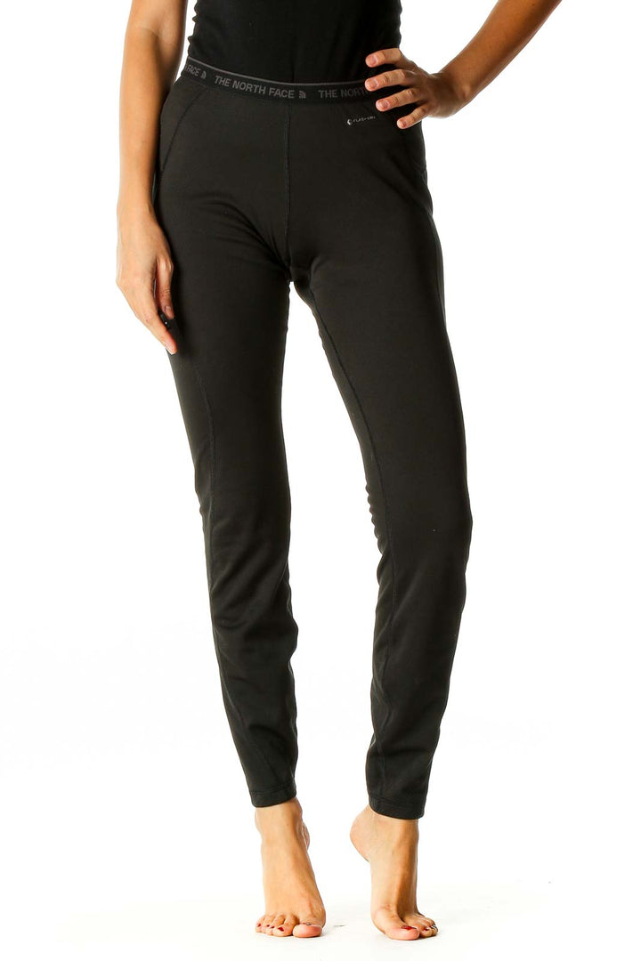 Black Solid Activewear Warm Leggings