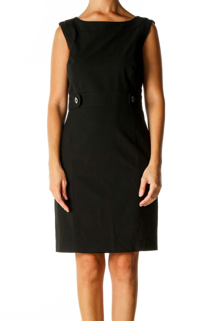 Black Solid Classic Sheath Dress