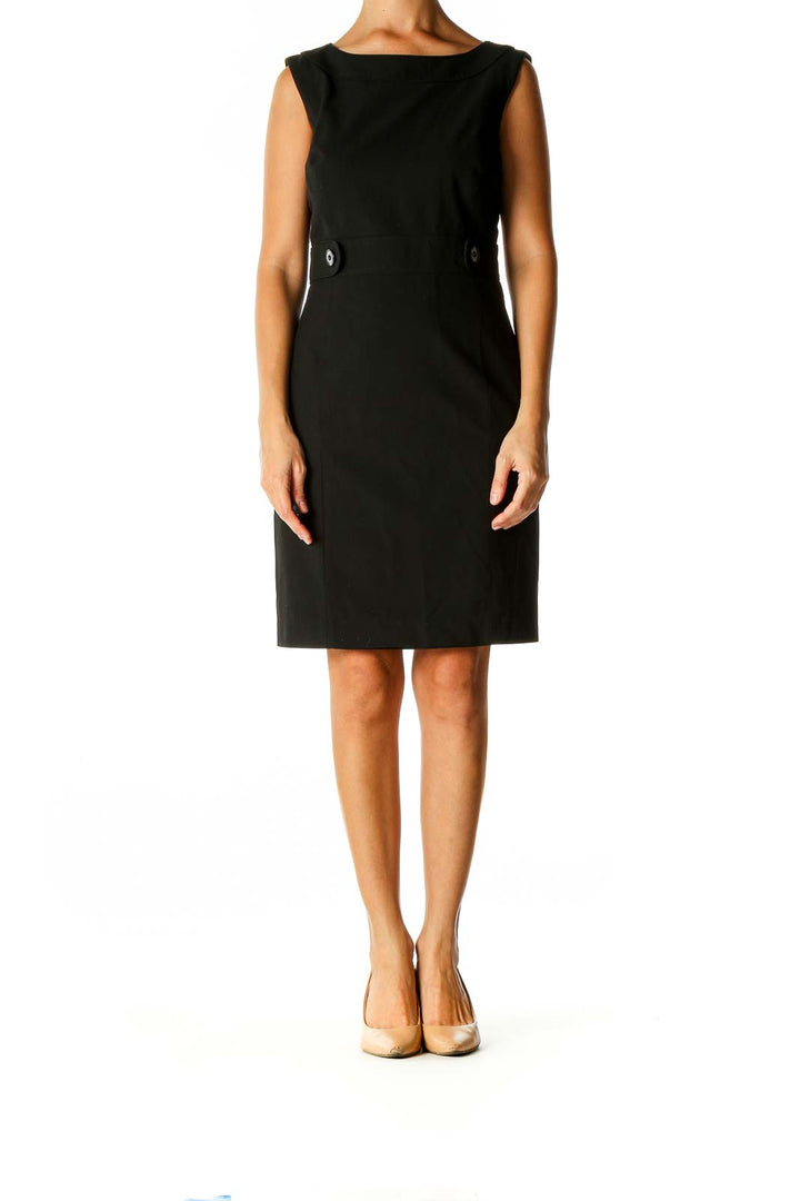 Black Solid Classic Sheath Dress