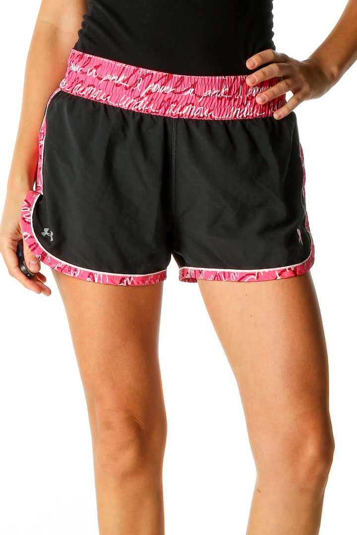 Black Graphic Activewear Shorts