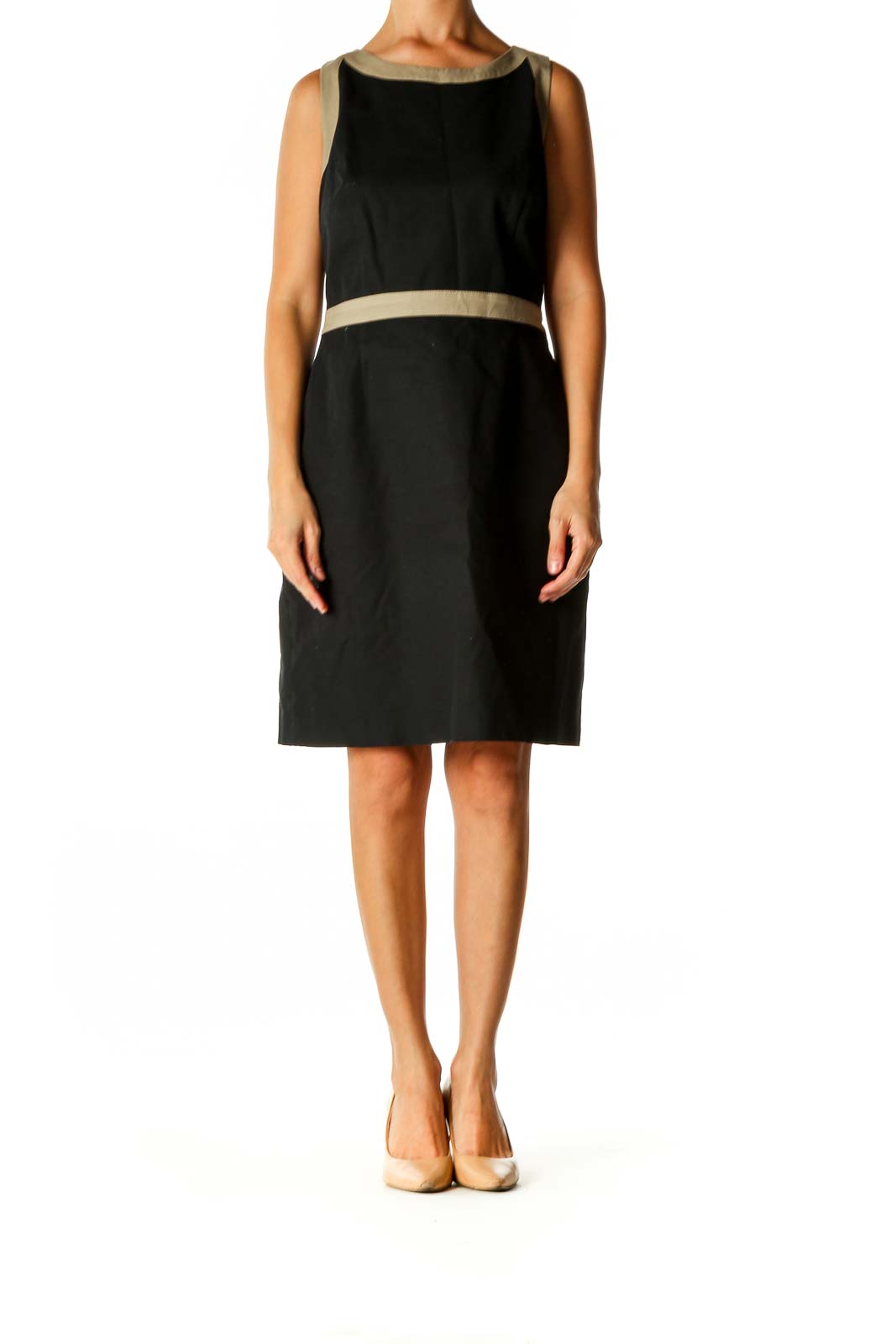 Black Solid Classic Sheath Dress