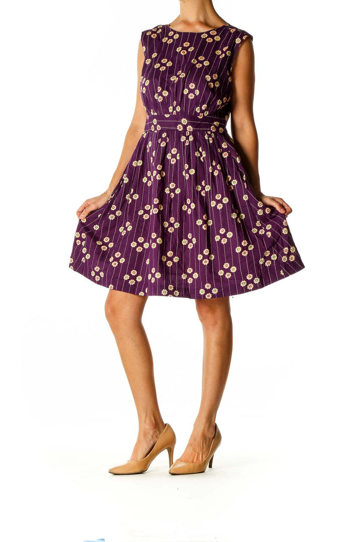 Purple Retro Fit & Flare Dress