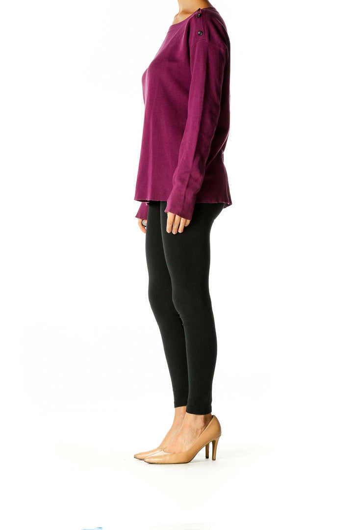 Purple Solid Casual Sweater