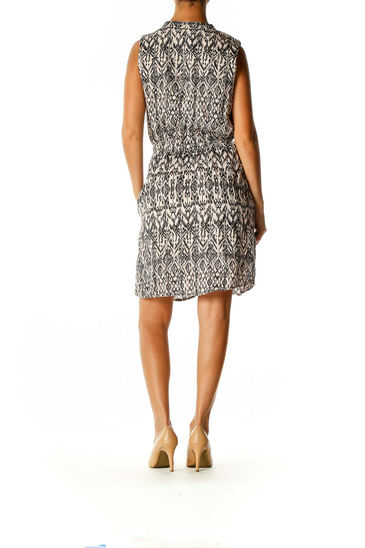 Beige Printed Bohemian Sheath Dress