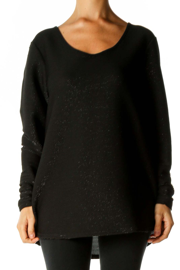 Black Textured Casual Blouse