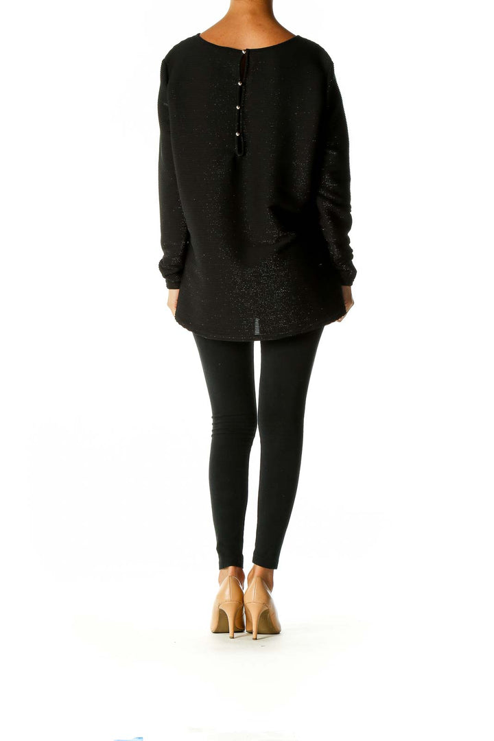 Black Textured Casual Blouse