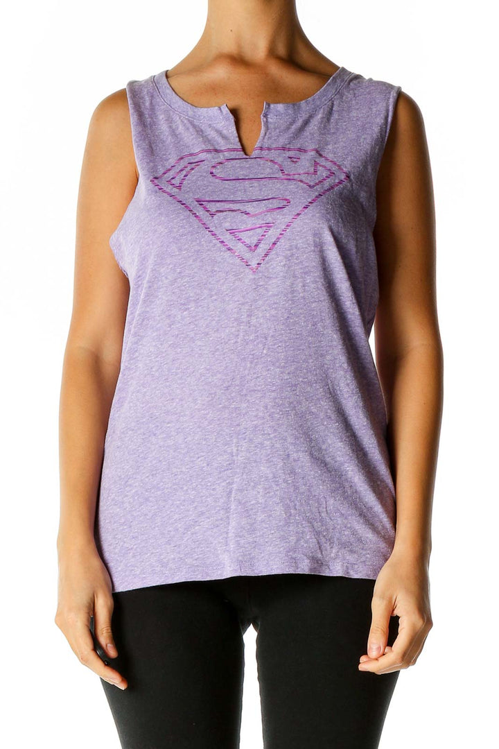 Purple Solid Activewear Tank Top