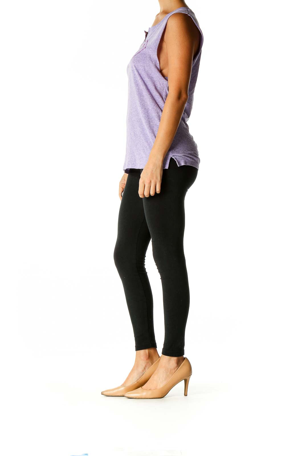 Purple Solid Activewear Tank Top