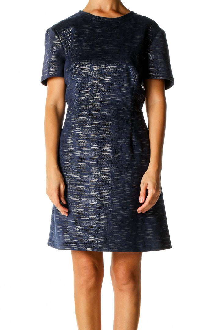 Blue Classic Sheath Dress