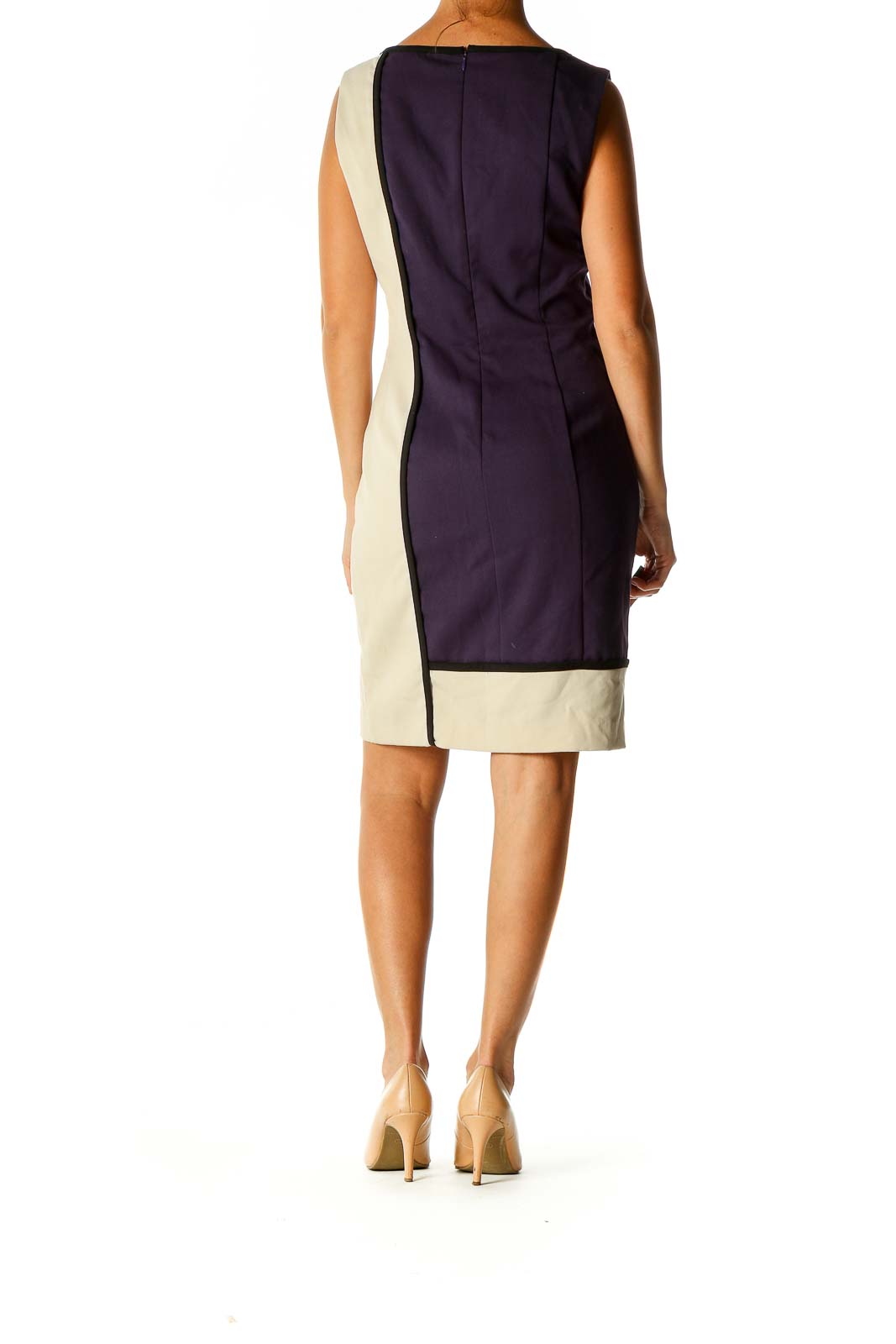 Purple Colorblock Classic Sheath Dress