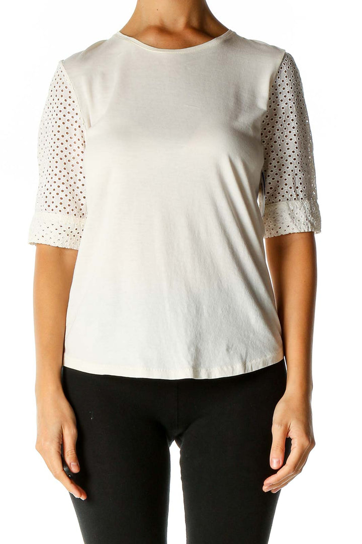 White Solid Brunch Blouse