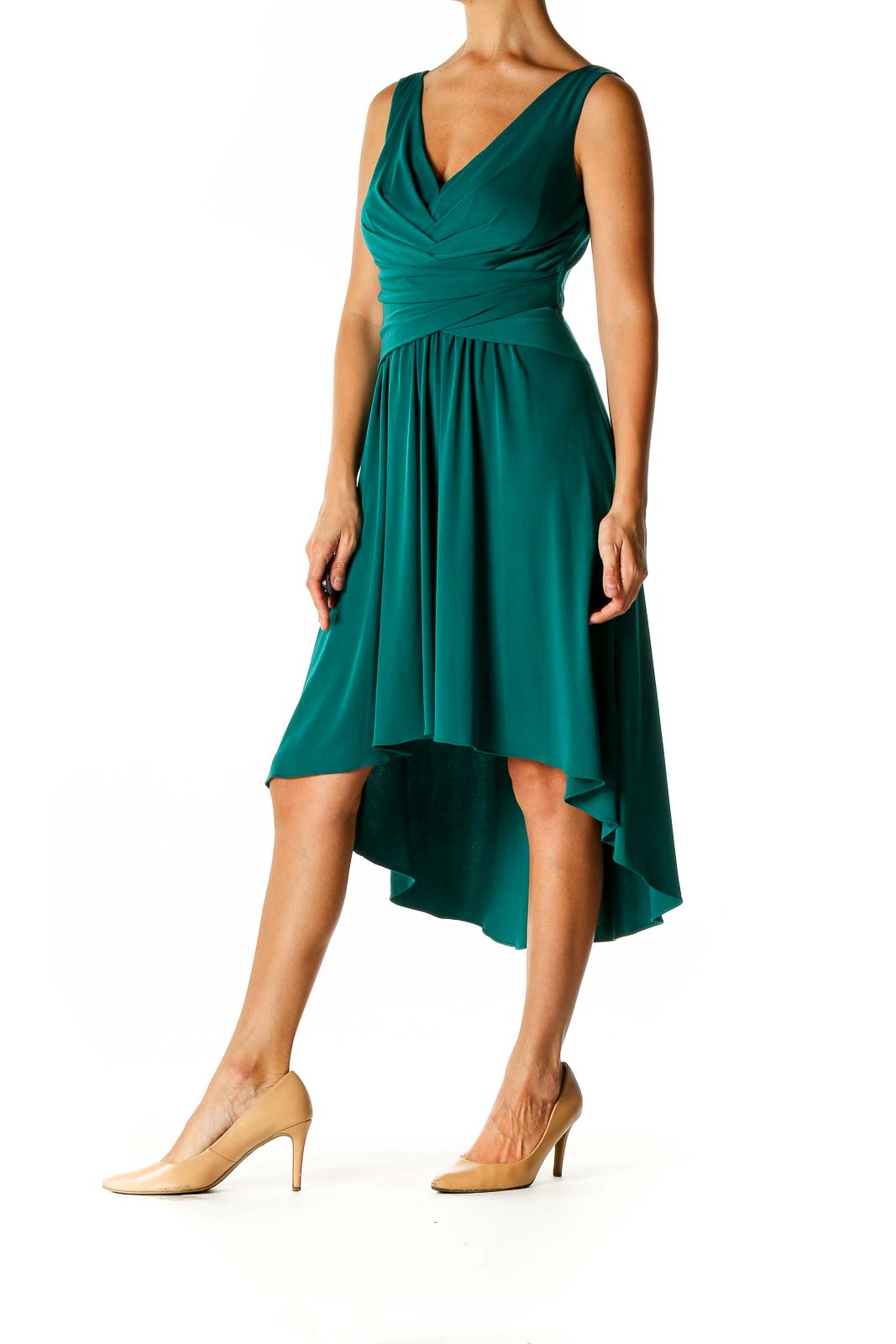 Green Solid Classic Fit & Flare Dress