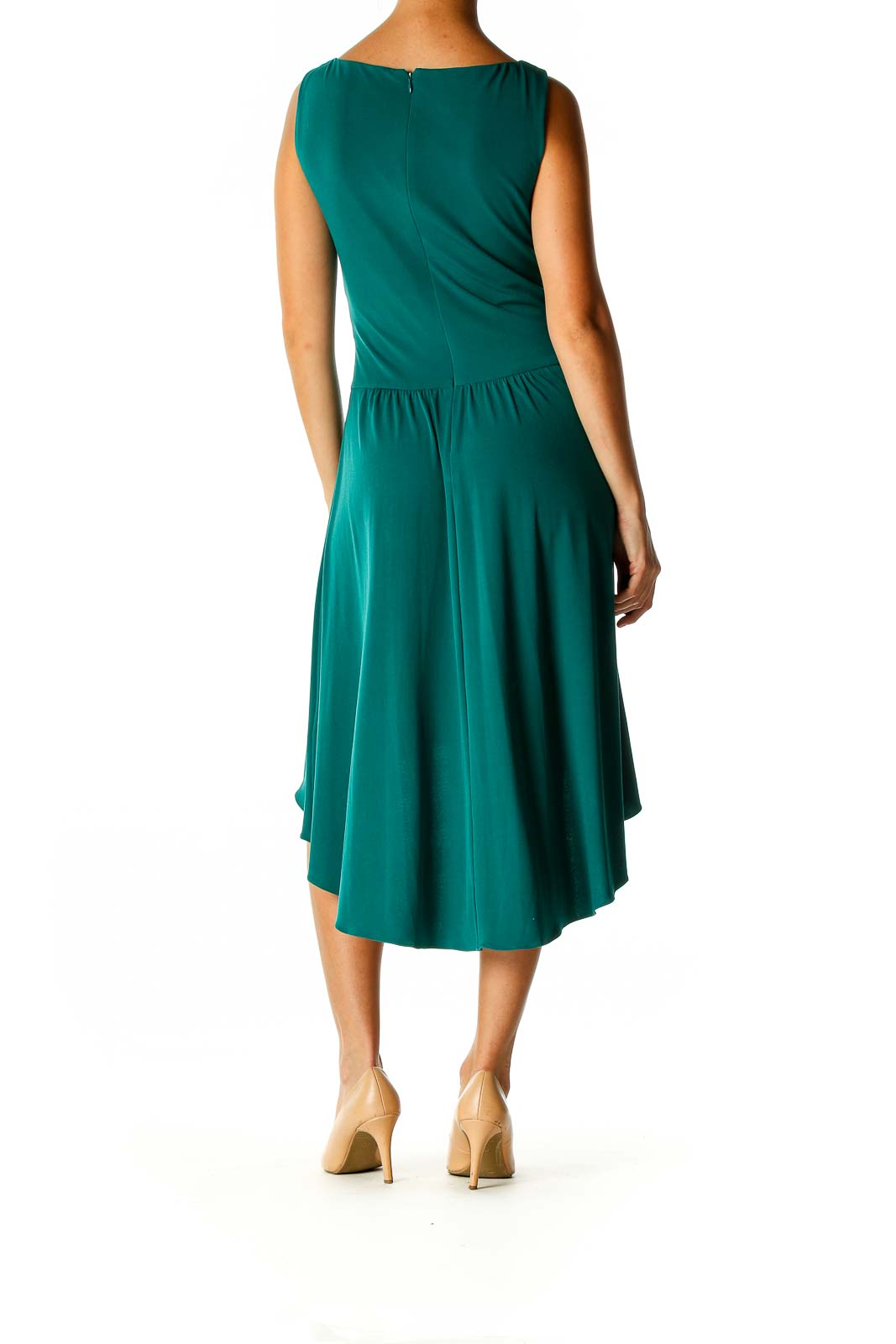 Green Solid Classic Fit & Flare Dress