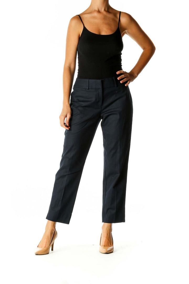 Blue Solid Classic Trousers