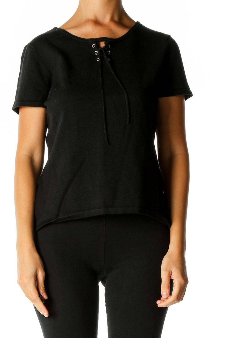 Black Solid Casual Blouse