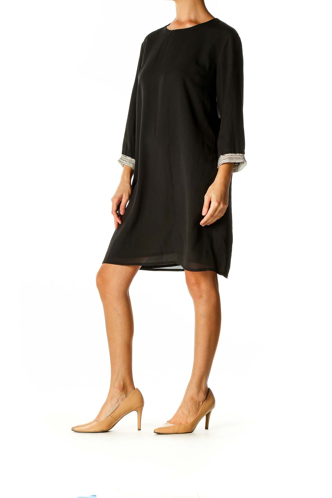 Black Solid Classic Shift Dress