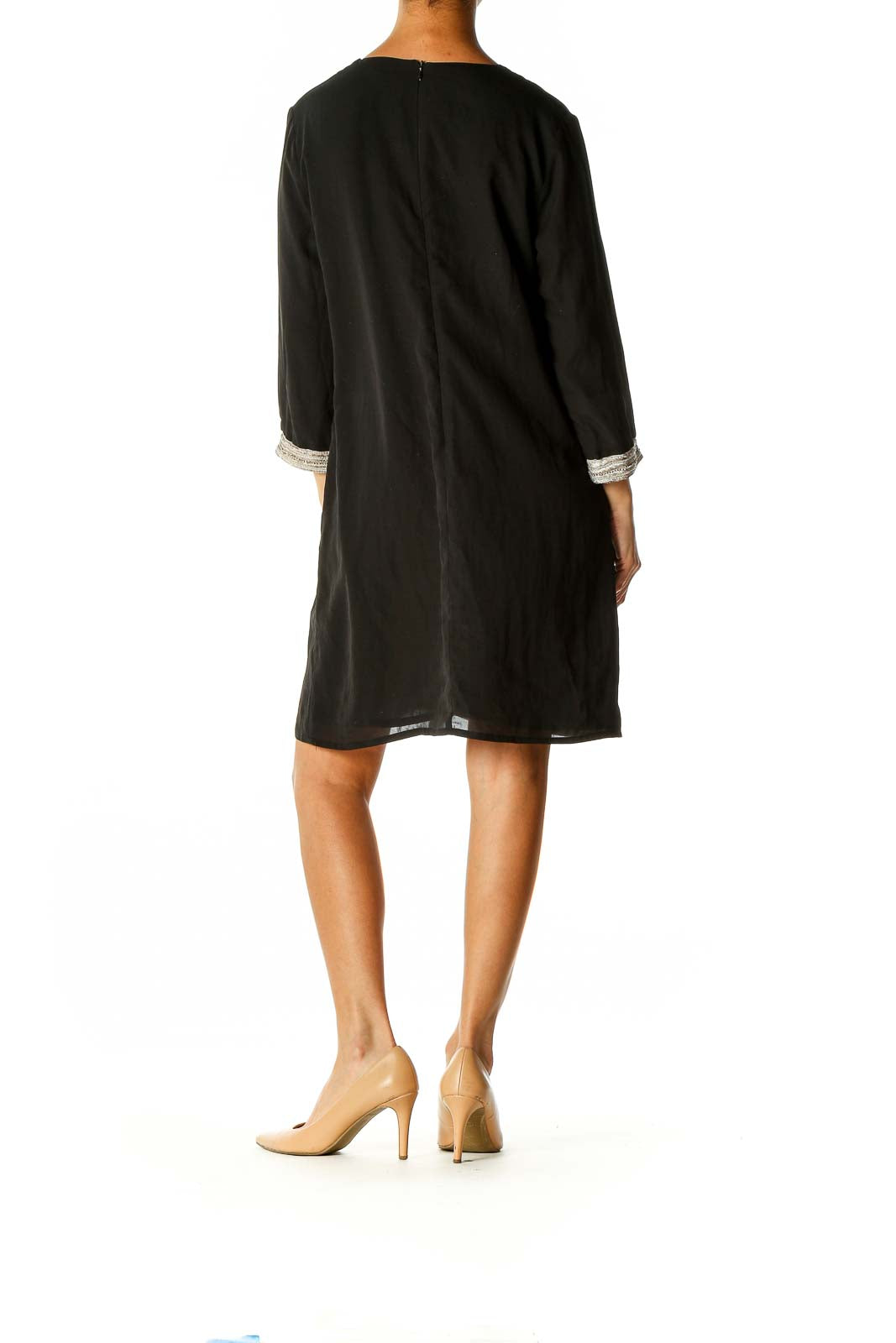 Black Solid Classic Shift Dress