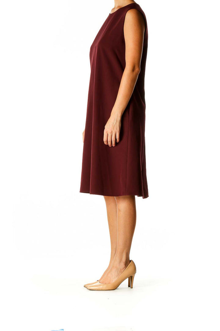 Red Solid Classic A-Line Dress