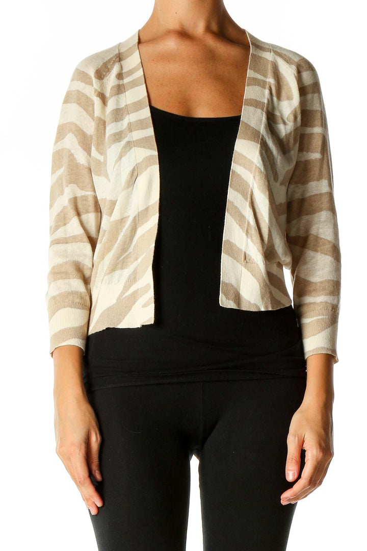 Beige Animal Print Cardigan