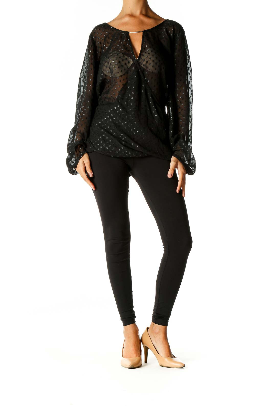 Black Textured Party Wear Blouse