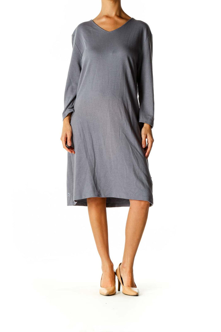 Gray Solid Day Shift Dress