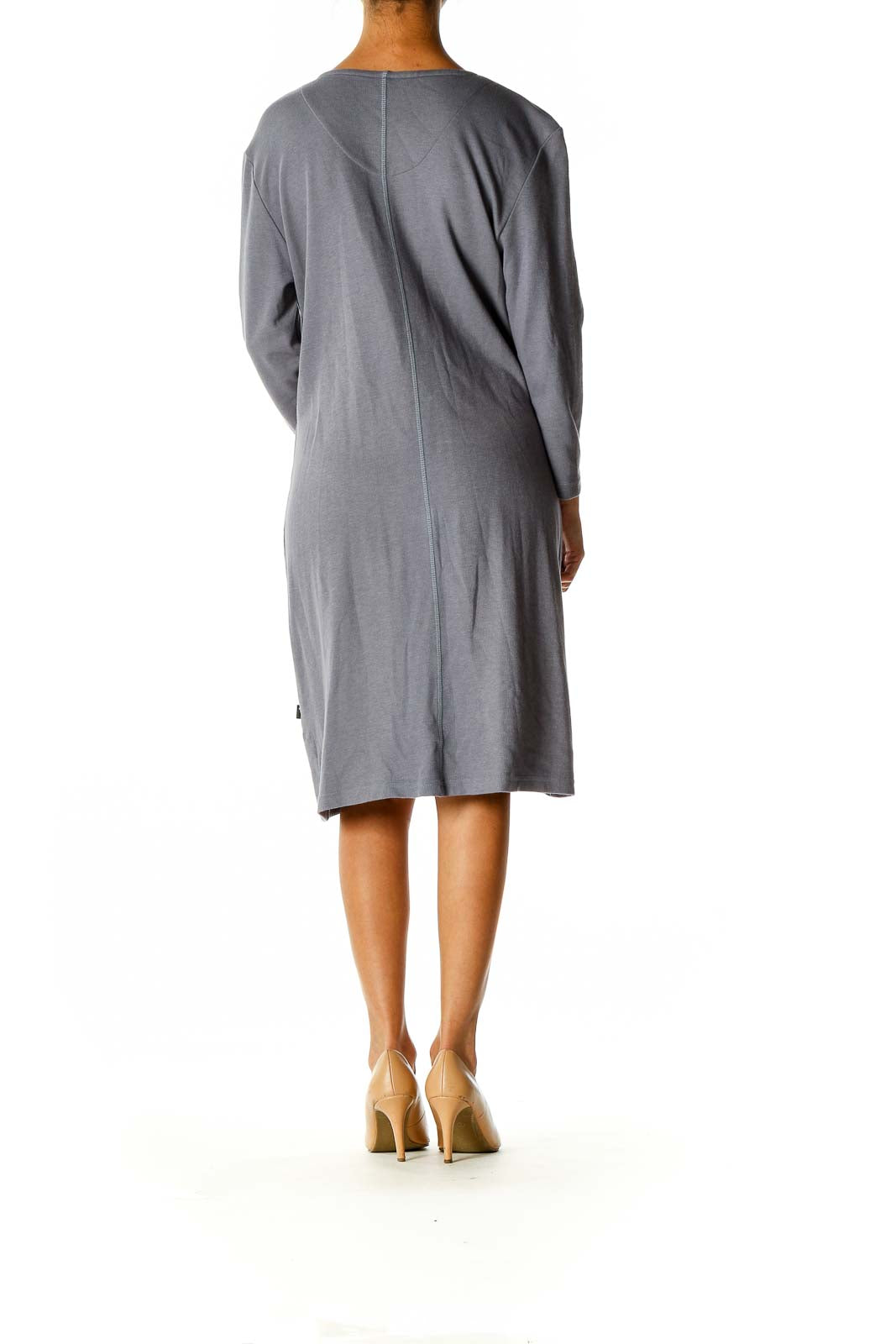 Gray Solid Day Shift Dress