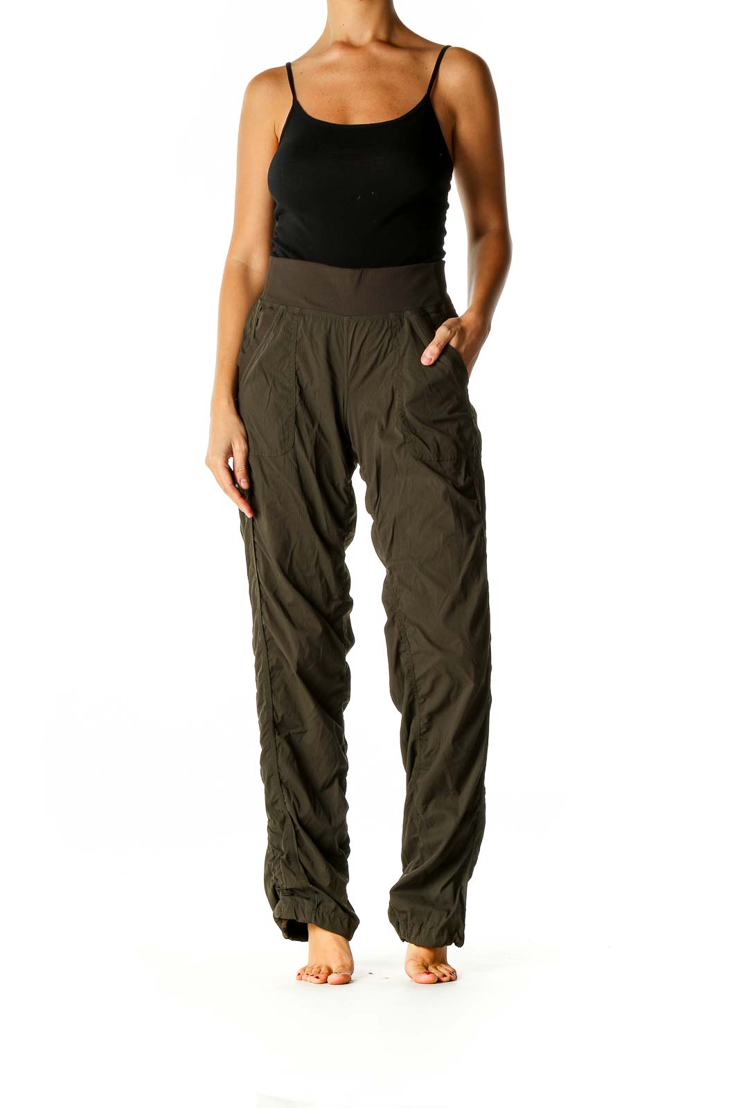 Green Solid Activewear Trousers