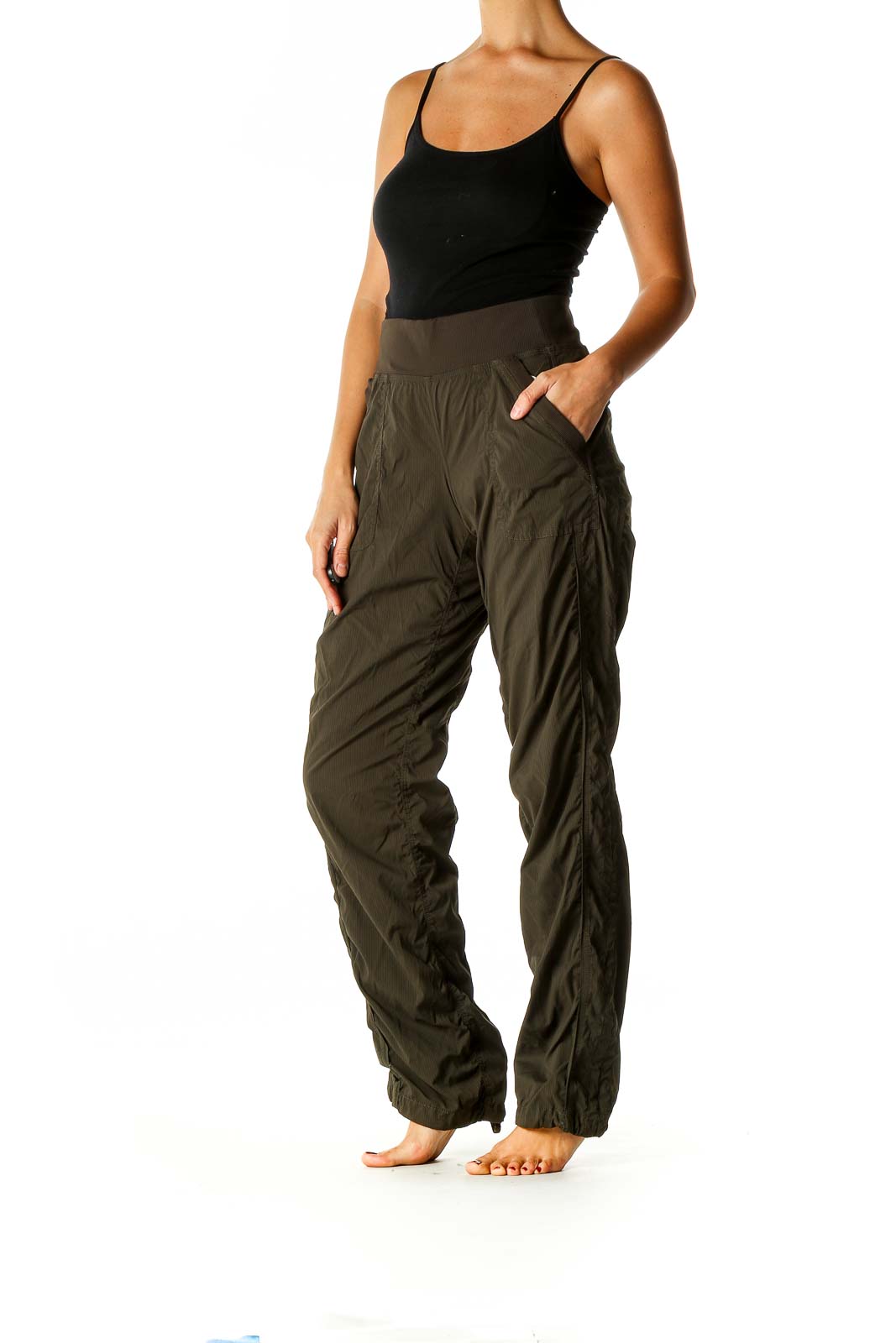 Green Solid Activewear Trousers