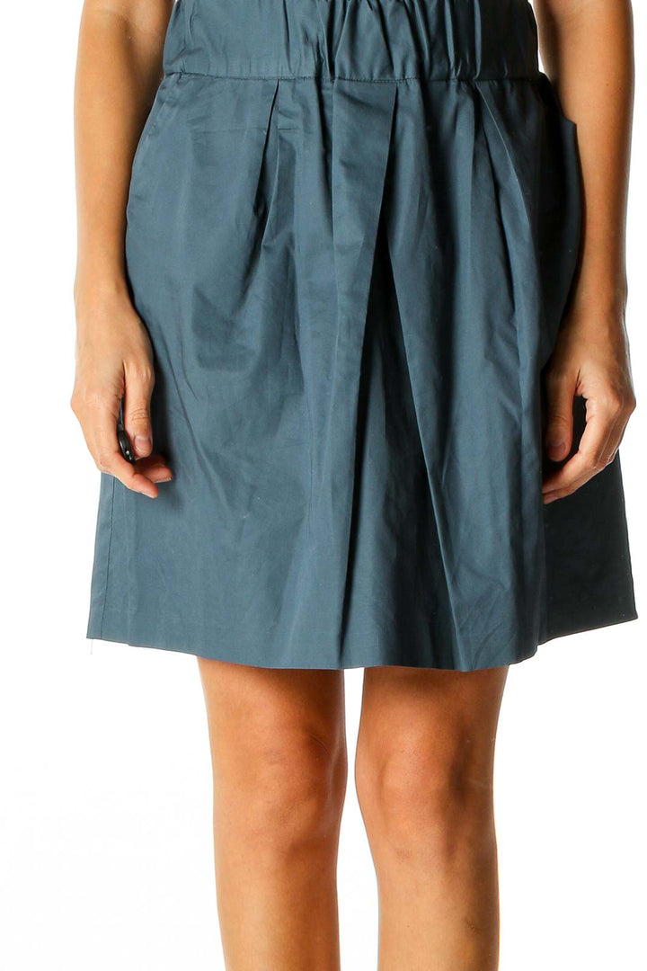 Blue Solid Chic A-Line Skirt