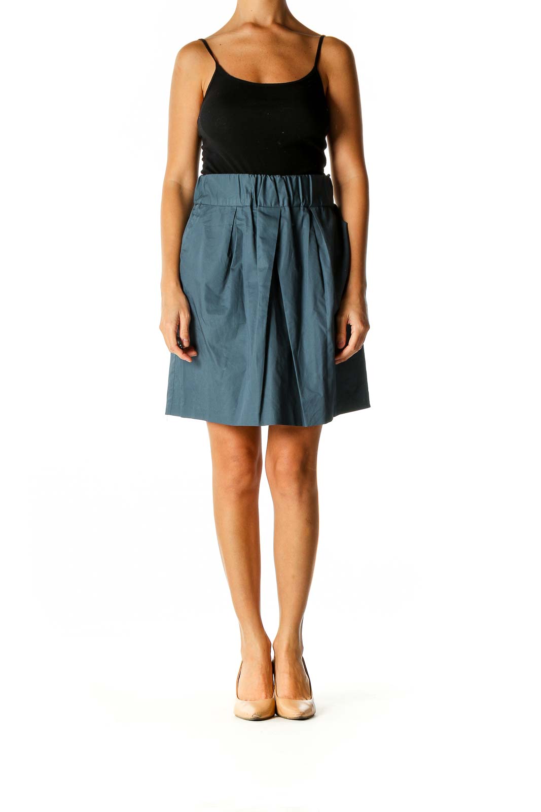 Blue Solid Chic A-Line Skirt