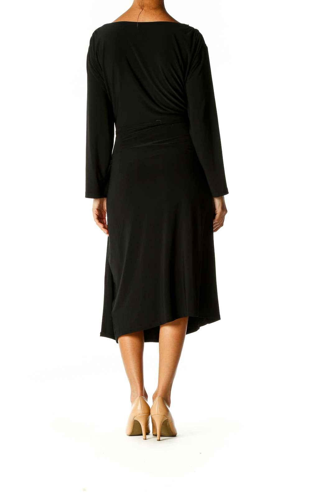 Black Solid Day Sheath Dress