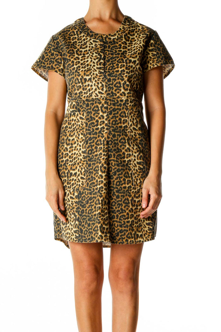 Yellow Animal Print Day A-Line Dress