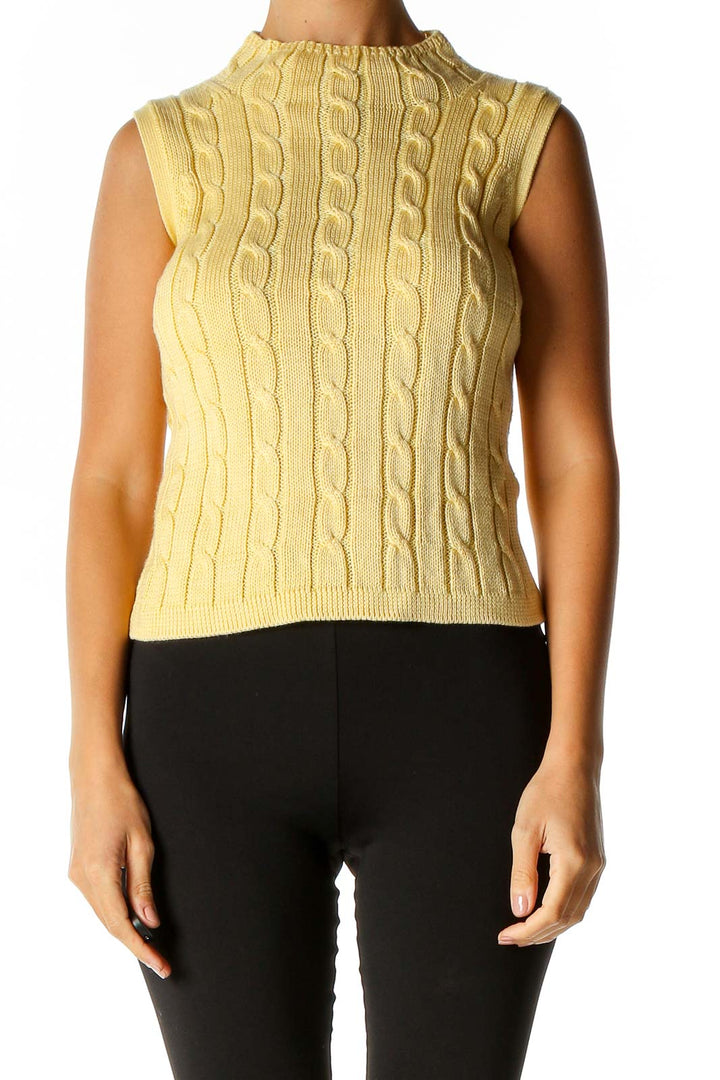 Yellow Textured Casual Sweater