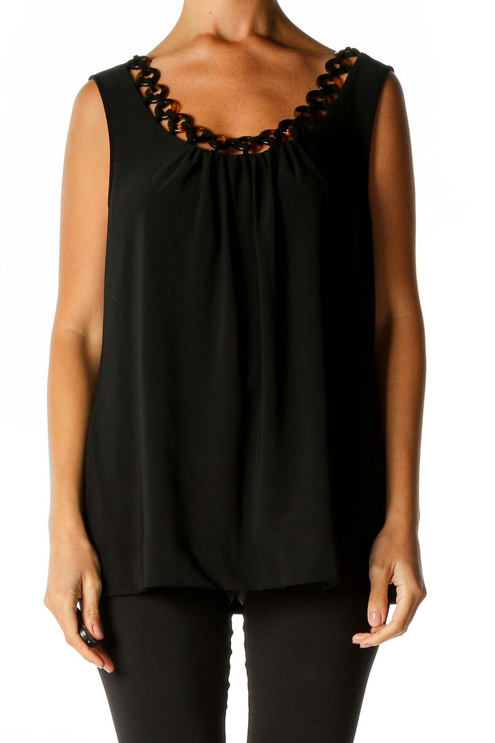 Black Solid Casual Blouse