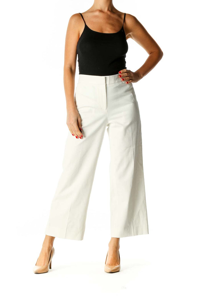 White Solid Palazzo Pants