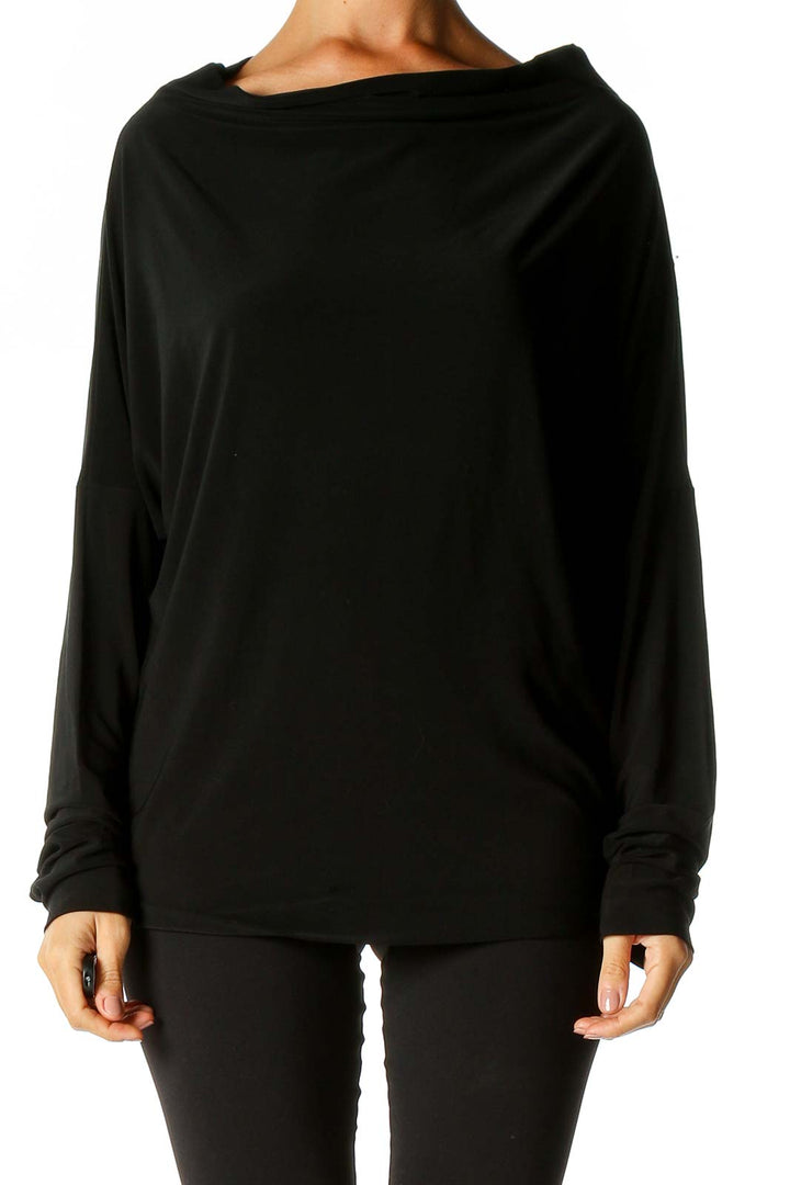 Black Solid Retro Blouse