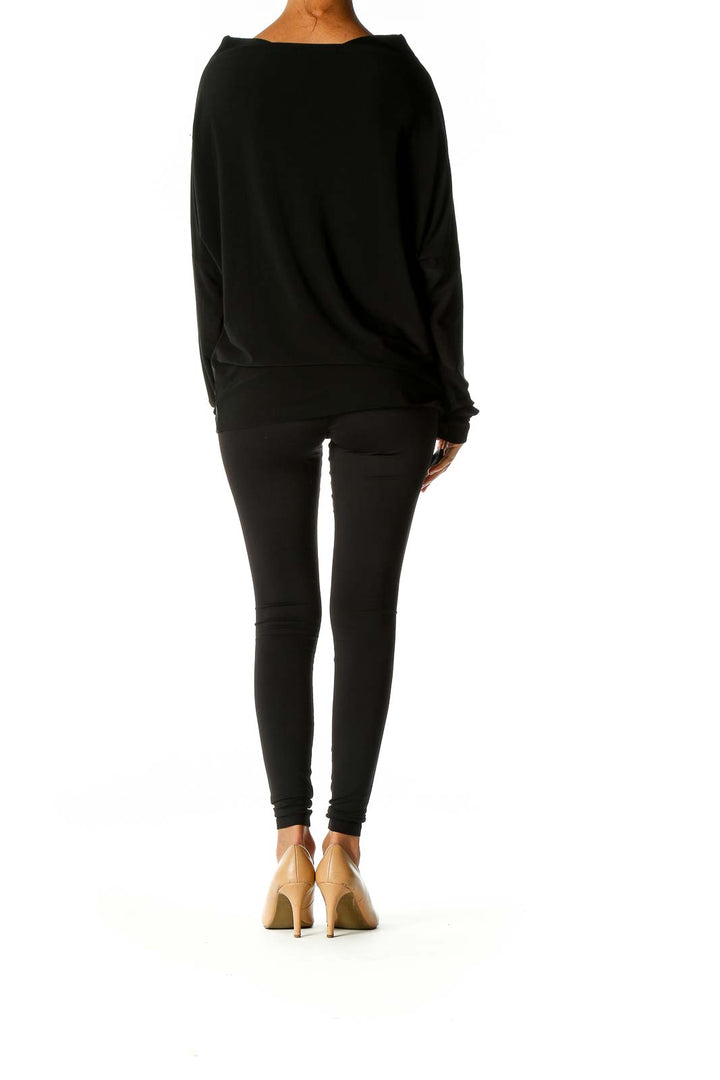 Black Solid Retro Blouse