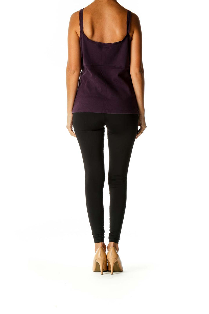 Purple Solid Casual Tank Top