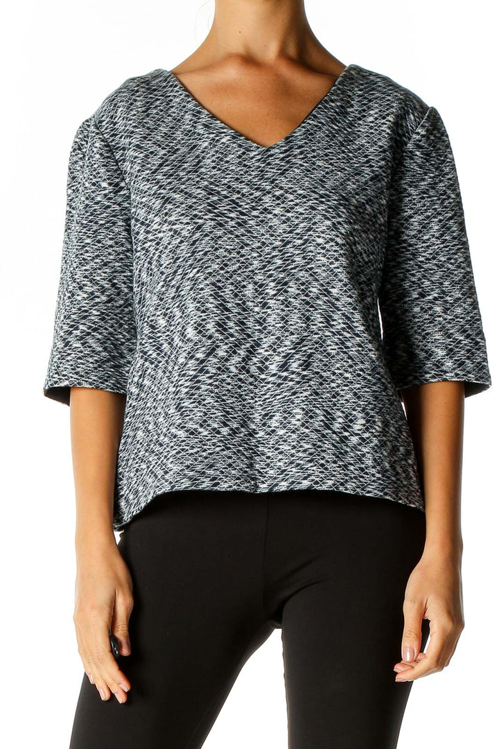 Black Textured Casual Blouse